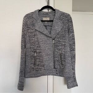 Lucky Brand Tweed Moto Jacket Heathered Blue